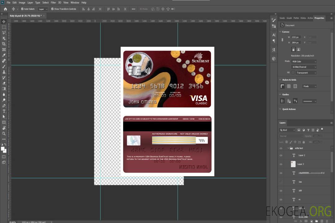 Carte visa classique de la banque SunTrust des États-Unis Géorgie template